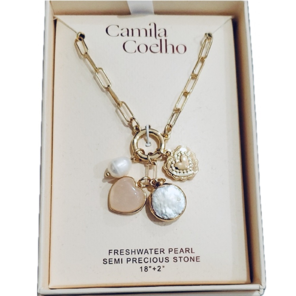 NWT ⚜️💖⚜️ Camila Coelho Gorgeous Freshwater Pearls Semi Precious Stones Necklace